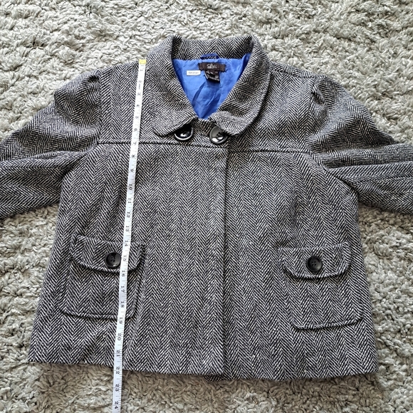 Luii | Black & white wool blend herringbone one button closer women's jacket - Picture 5 of 8